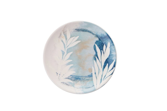 Hermia Blue Leaf Juego de Platos de Postre Navideños de Porcelana 100% - 6 Piezas 19.3 cm